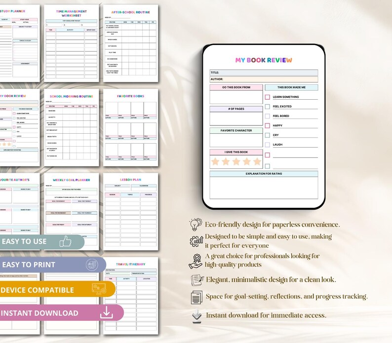 Digital Kids Planner for Daily Routines, School, Homework, and Fun ...
