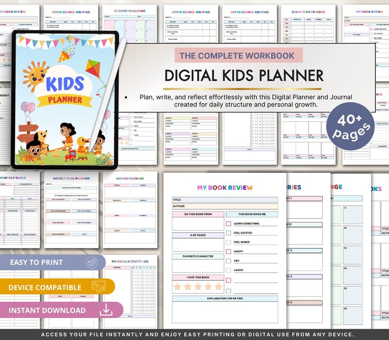 Digital Kids Planner for Daily Routines, School, Homework, and Fun ...