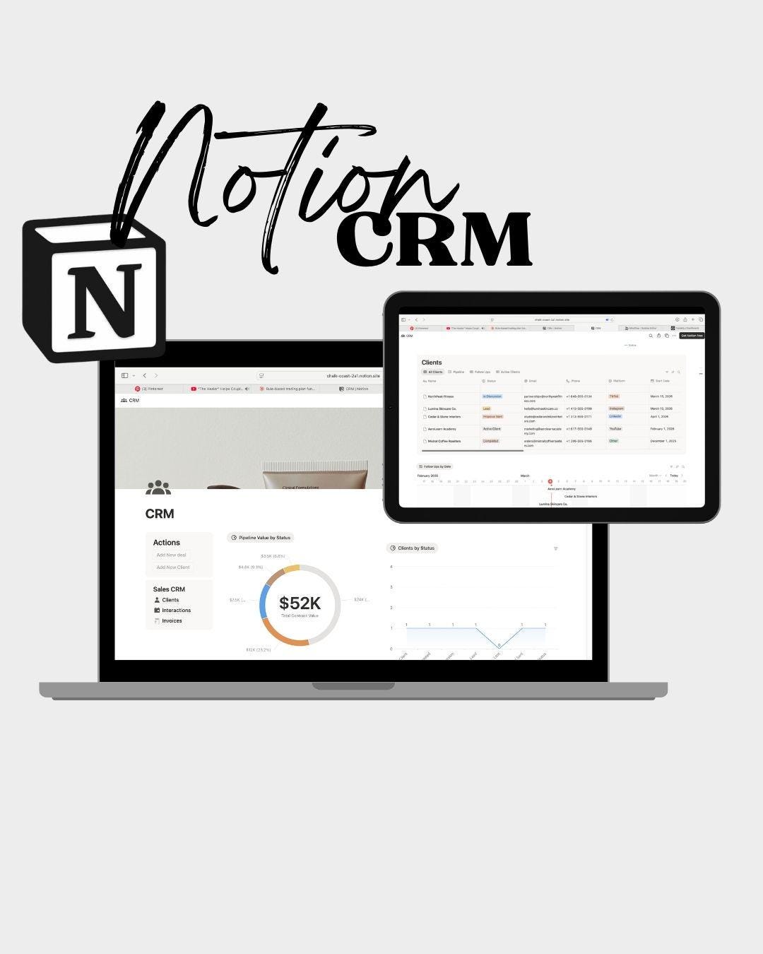 Notion CRM Template | Small Business Client Tracker, Sales Pipeline ...