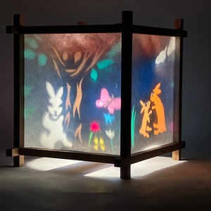 New Rabbits Harmony Lantern、night light, turning lamp, nursery decor, spinning lamp, Easter gifts, baby shower gifts