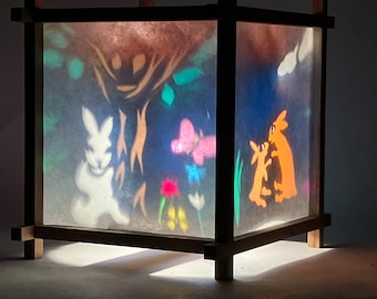 Nueva linterna de armonía de conejos, luz de noche, lámpara giratoria, decoración infantil, lámpara giratoria, regalos de Pascua, regalos para baby shower