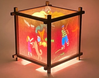 Dogs Harmony Lantern, vintage lantern, spinning table lamp, turning lantern