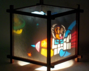 Farol Rocket Harmony, Faroles de papel, Farol decorativo, Luz nocturna infantil, Lámpara con movimiento