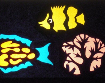 Lámpara de armonía con inserto de pez tropical, luz de noche, lámpara giratoria, decoración infantil