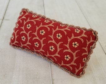 MEDIUM Bed Sized - Miniature Headboard Pillow - Red Vintage