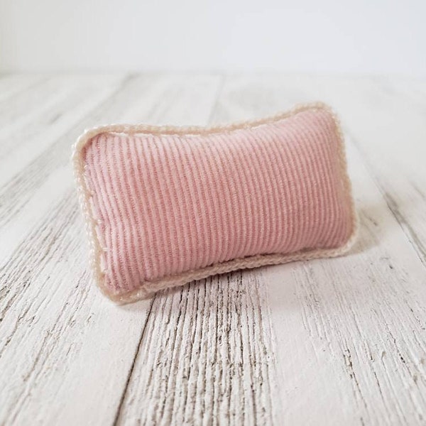 SMALL Bed Sized - Miniature Headboard Pillow - Pink Corduroy