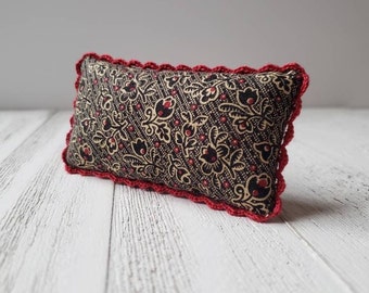 LARGE Bed Sized - Miniature Headboard Pillow - Woodcut Floral