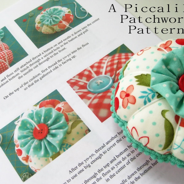 Pincushion Pattern Tutorial - PDF INSTANT DOWNLOAD - YoYo Flower Design