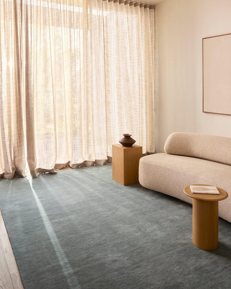 Modern Handloom Rug - Dusty Blue image 4