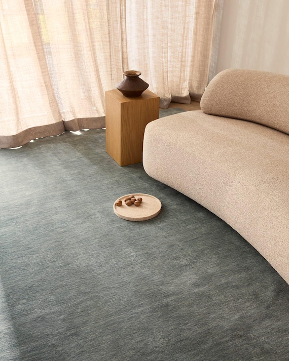Modern Handloom Rug - Dusty Blue