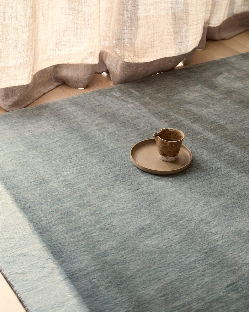 Modern Handloom Rug - Dusty Blue image 5