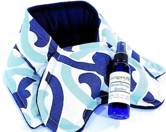 Unscented Heated Neck Wrap with Eye Pack Kit, Aromatherapy Mist, Reusable Clever Get Well Gift