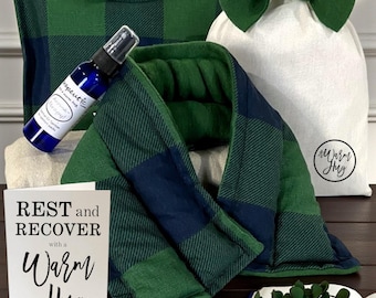Rice Heating Pad Gift Set: Get Well Soon Package | Hospital Surgery Care Package Men or Women | A Warm Hug Gift for Rest Recovery Good Vibes