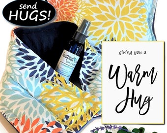 Send a Hug Gift Care Package, Microwave Heat Pad Cold Pack Plus Spray Gift Box