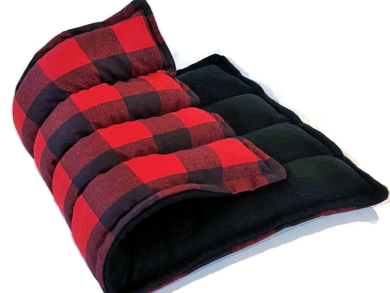 Heat Pack, Warm Comfort Pack, Rice Flax Heating Pad, Large Microwave Hot Pack Cold Pack, Green Red Plaid Flannel image 4