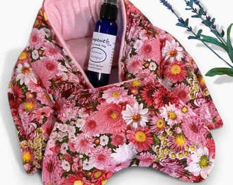 Unscented Heated Neck Wrap with Eye Pack Kit, Aromatherapy Mist, Reusable Clever Get Well Gift
