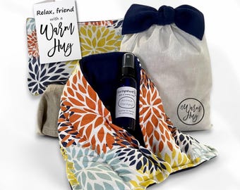 Gift Package for Friend, Encouragement or Birthday Present for Best Friend, A Warm Hug Relaxing Gift Set Heating Pads and Aromatherapy Spray