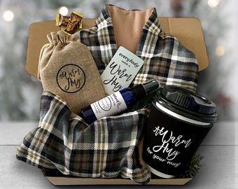 Ultimate Cozy Gift Box for Holiday, Birthday, Get Well, Sympathy, Heat Pads, Aromatherapy, Coffee Candy Cup Sleeve, Magnet, Hug in a Box