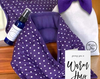 Microwave Heating Pad Set, Lavender Spray, Comfort Gift, A Warm Hug Card