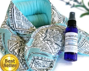 Spa Heating Pad Set, Neck Wrap Eye Pillow Lavender Spray, Massage Therapy Kit for Stress Relief