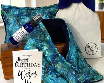 Happy Birthday Gift Set Idea: Natural Relaxing Heat Pads, Present for Friend, Personalized Box Her Him