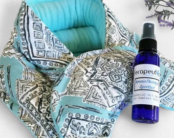 Spa Heating Pad Set, Neck Wrap Eye Pillow Lavender Spray, Massage Therapy Kit for Stress Relief