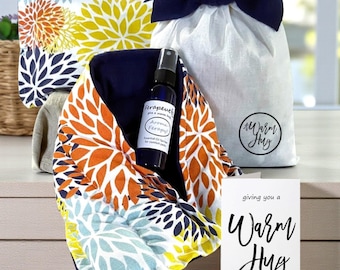Sending Hugs Gift Box For Her, Microwavable Comfort Rice Packs with Calming Lavender Essential Oil Spray and Card