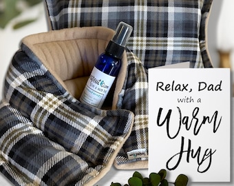 Fathers Day Gift Set | Give a Warm Hug to Your Dad | From Son, Daughter, Kids | Microwave Heat Pads