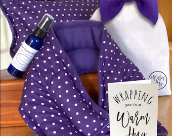 Microwave Heating Pad Set, Lavender Spray, Christmas Comfort Gift, A Warm Hug Card