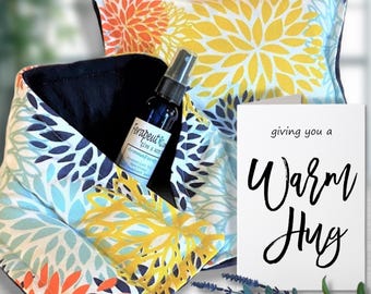 Send a Hug Gift Care Package, Microwave Heat Pad Cold Pack Plus Spray Gift Box