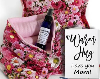Mothers Day Gift or Birthday Set for Mom - Relaxation gifts for women Personalized Luxury Lavender A Warm Hug Heat Pads, Gift Box for Her