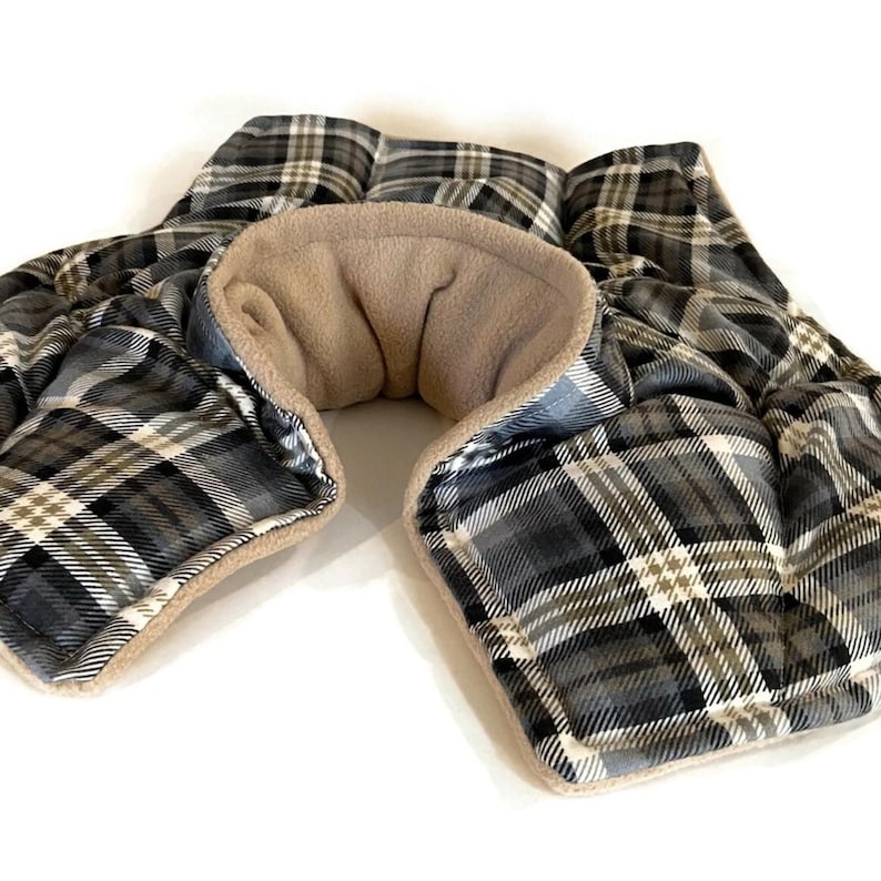 Almohada térmica para hombros y cuello, paquete de calor para microondas, arroz y semillas de lino, lavanda a base de hierbas o sin aroma, a base de hierbas imagen 6