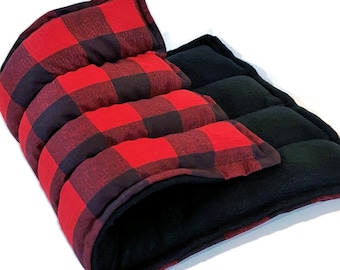 Heat Pack, Warm Comfort Pack, Rice Flax Heating Pad, Large Microwave Hot Pack Cold Pack, Green Red Plaid Flannel