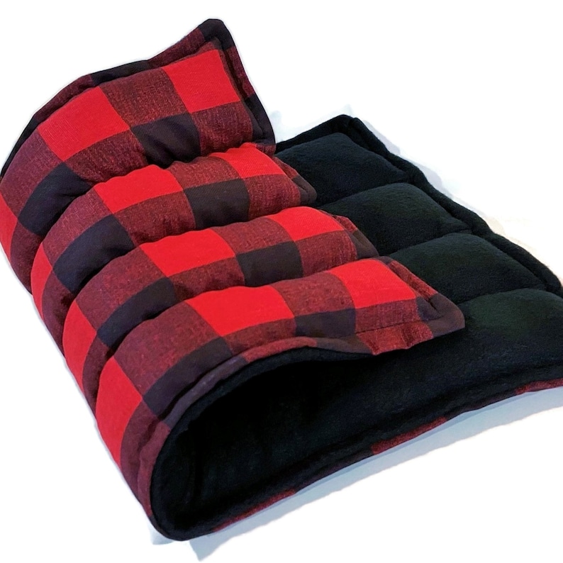 Heat Pack, Warm Comfort Pack, Rice Flax Heating Pad, Large Microwave Hot Pack Cold Pack, Green Red Plaid Flannel image 1