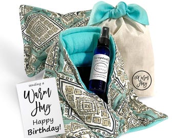 Birthday Hug Gift Set for Her, Relaxation Muscle Ache Tension Ease, Microwavable Hot Pack or Cold Pack, A Warm Hug Cozy Birthday Care Pack