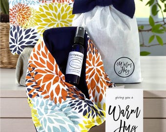 Positive Vibes Gift Set | Caring, Strength, Happiness Self Care Package | Warm Up Comfort Heat Pads or Cool Packs with A Warm Hug Card