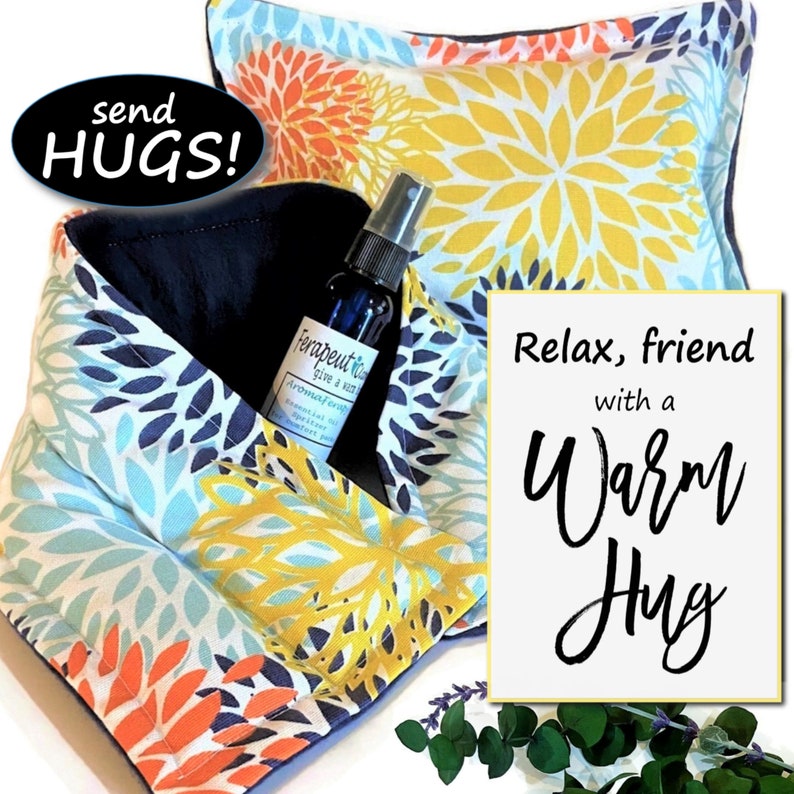 Gift Package for Friend, Encouragement or Birthday Present for Best Friend, A Warm Hug Relaxing Gift Set Heating Pads and Aromatherapy Spray image 1