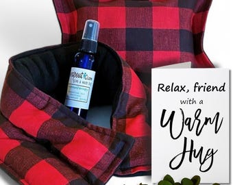 Holiday Christmas Friend Gift Self Care Package | Encouragement Thinking of You Gift Box | Spa Heating Pads and Cool Packs