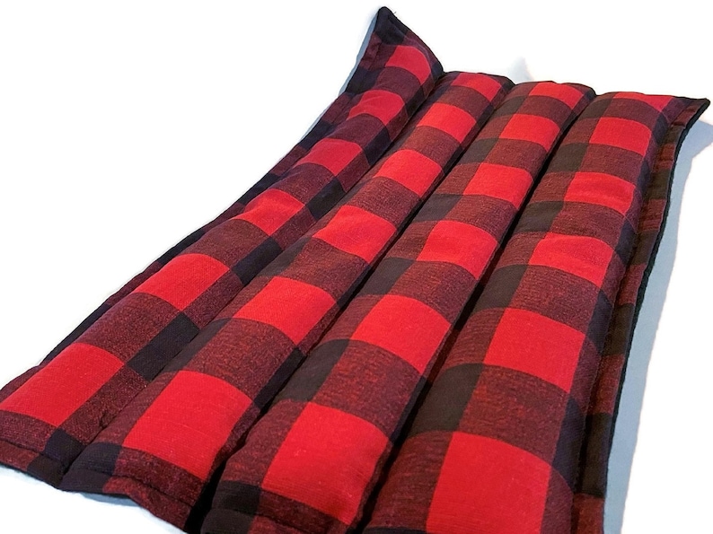 Heat Pack, Warm Comfort Pack, Rice Flax Heating Pad, Large Microwave Hot Pack Cold Pack, Green Red Plaid Flannel image 3