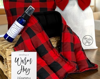 Happy Birthday Present: Relax Kit  in Rustic Red Plaid, Warm Comfort Pack Neck Wrap