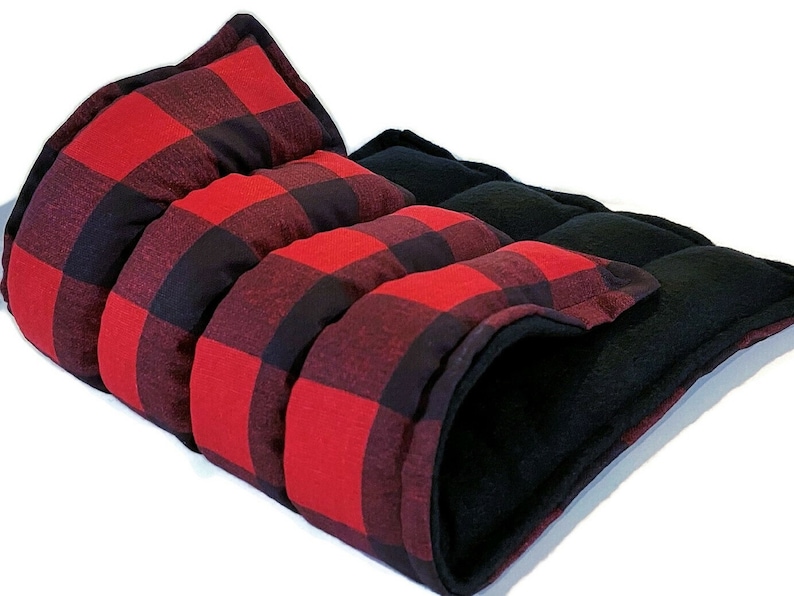 Heat Pack, Warm Comfort Pack, Rice Flax Heating Pad, Large Microwave Hot Pack Cold Pack, Green Red Plaid Flannel image 2