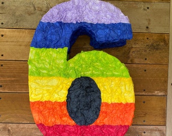 Unique Piñata Zahl 5 – Mehrfarbige Regenbogenstreifen – Fassungsvermögen Ca. 900 G – Party Deko