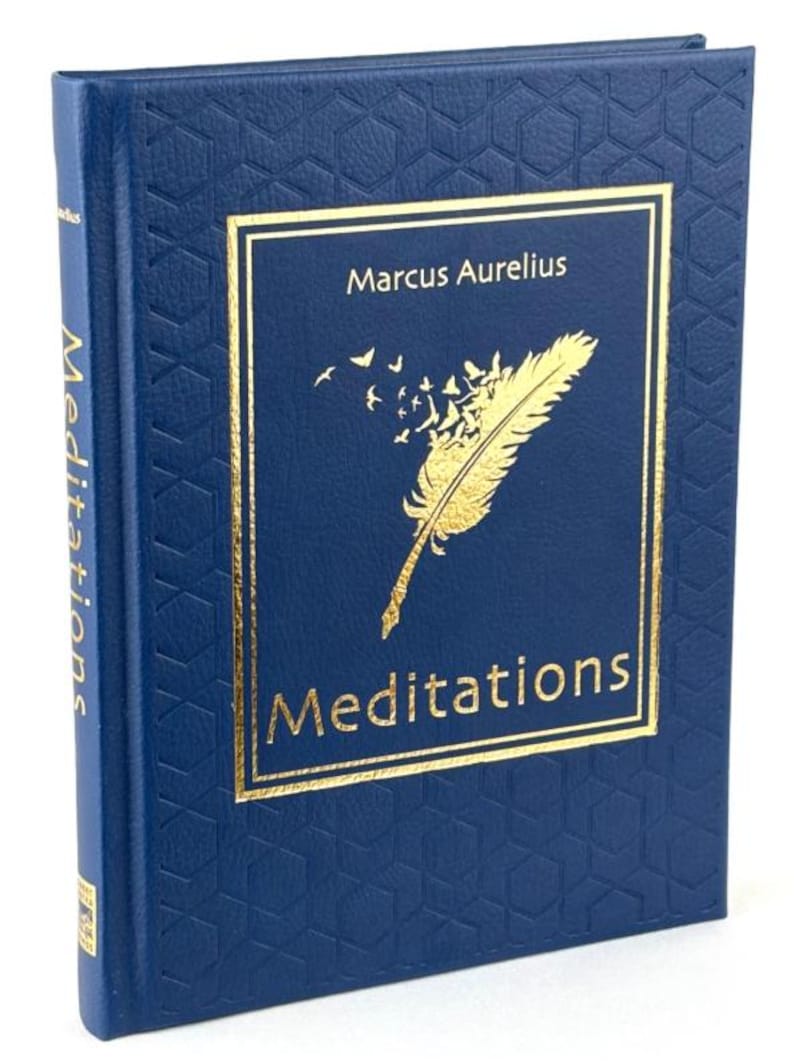 Rare - MEDITATIONS by Marcus Aurelius George Long (8"x6") Deluxe Leather Bound *New* image 1