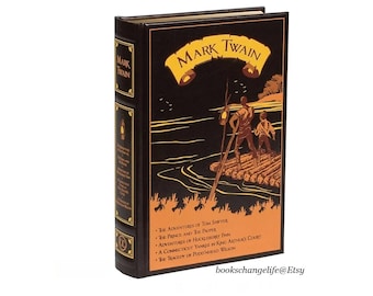 MARK TWAIN 5 Novels: Adventures of Tom Sawyer Huckleberry Finn +3 Deluxe Leather Bound edition Classic Book