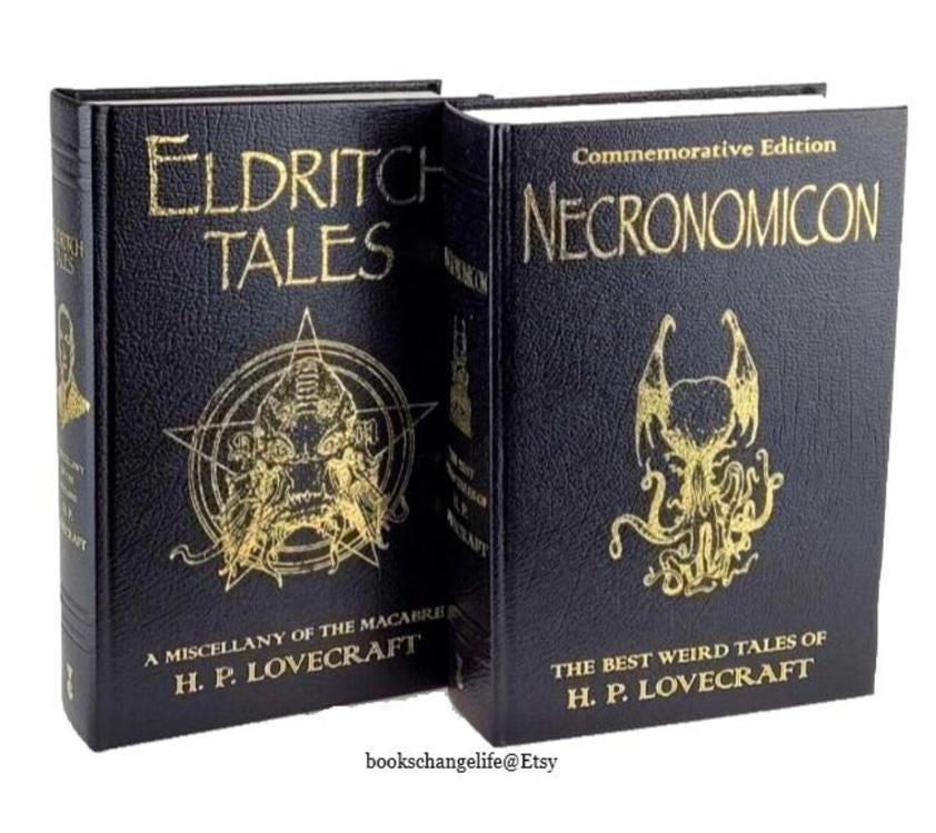 NECRONOMICON & ELDRITCH TALES of H.P. Lovecraft Set of 2 Volumes Deluxe Leather Bound Collectible Gift Edition New Classic Book Set