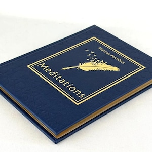 Rare - MEDITATIONS by Marcus Aurelius George Long (8"x6") Deluxe Leather Bound *New* image 2