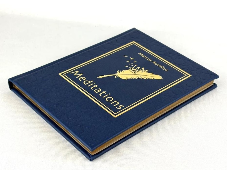 Rare - MEDITATIONS by Marcus Aurelius George Long (8"x6") Deluxe Leather Bound *New* image 2