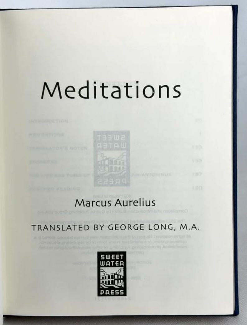 Rare - MEDITATIONS by Marcus Aurelius George Long (8"x6") Deluxe Leather Bound *New* image 4