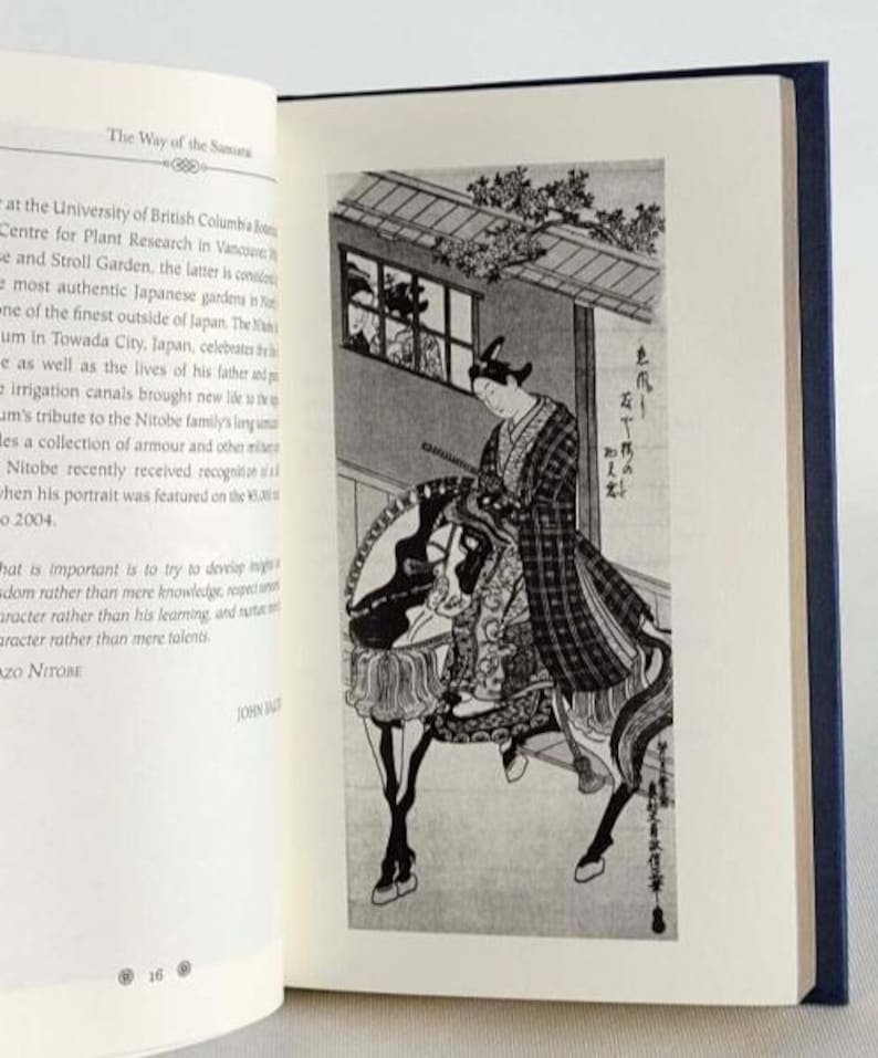 May include: A black and white illustration of a person riding a horse. The person is wearing a traditional Japanese outfit and a hat. The illustration is set against a background of a building with a window.