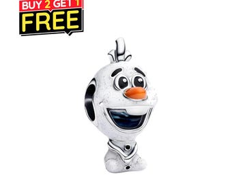 Frozen Olaf bedelarmband ketting, 925 sterlingzilver, cadeau voor haar, verjaardagscadeau,